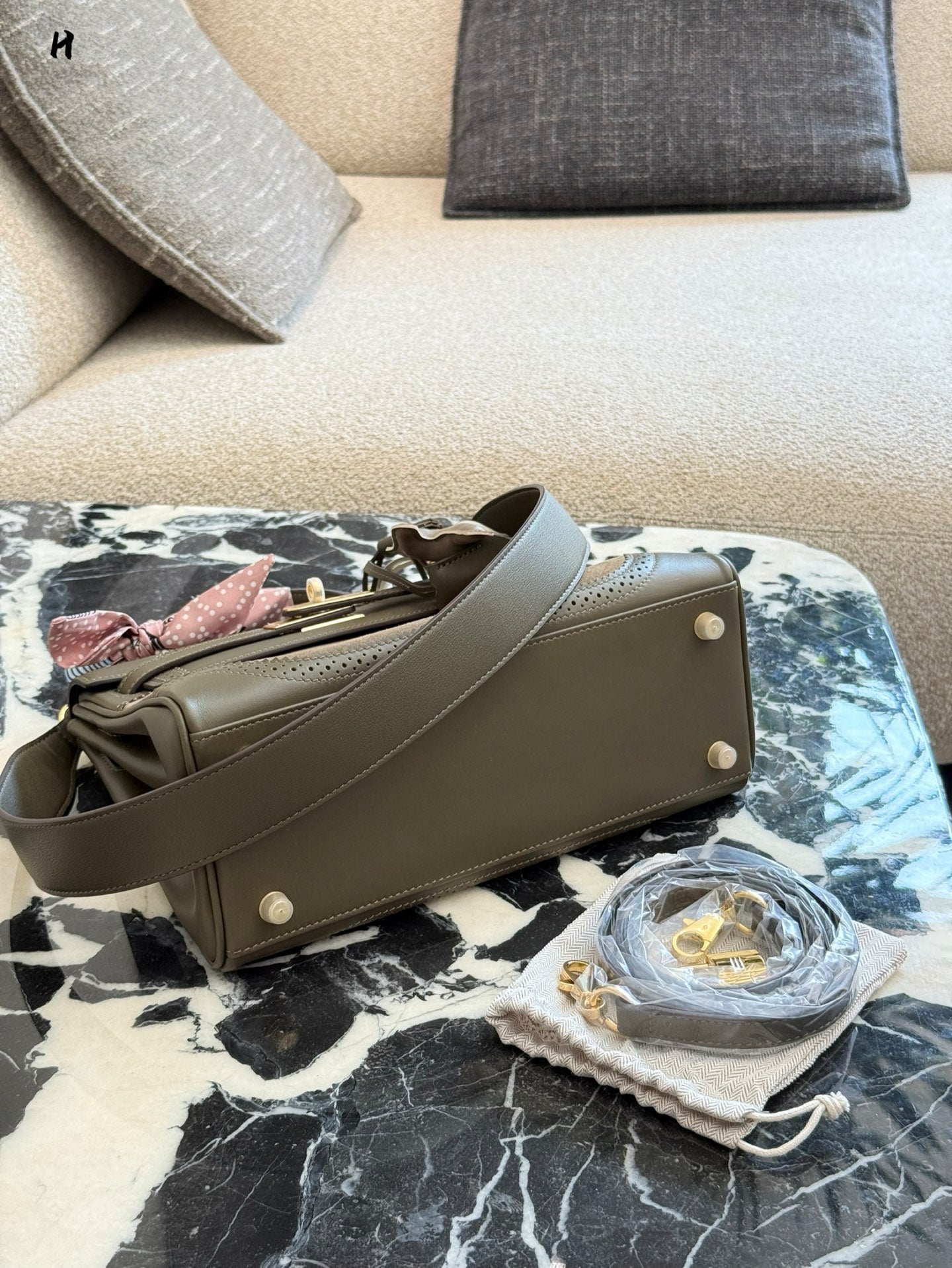 Artisanal Contrast-Leather Structured Top-Handle Bag