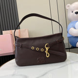 Soft Nappa Leather Shoulder Bag with Vintage Accents