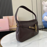 Soft Nappa Leather Shoulder Bag with Vintage Accents