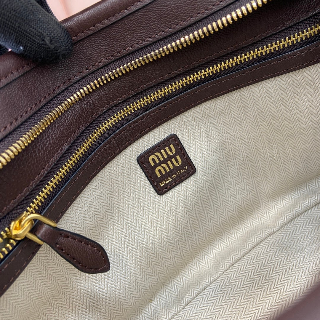 Soft Nappa Leather Shoulder Bag with Vintage Accents