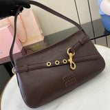 Soft Nappa Leather Shoulder Bag with Vintage Accents