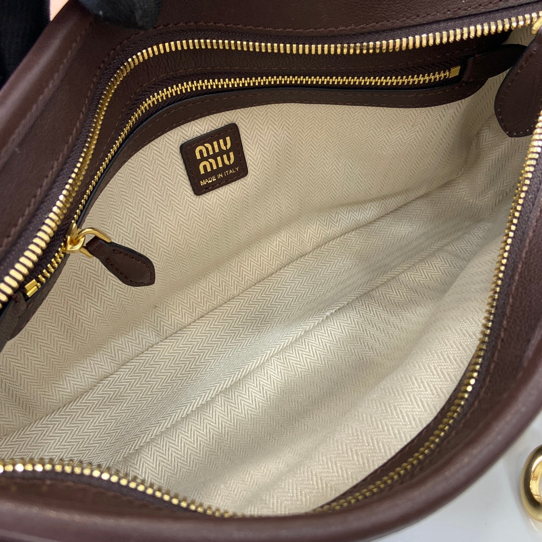 Soft Nappa Leather Shoulder Bag with Vintage Accents