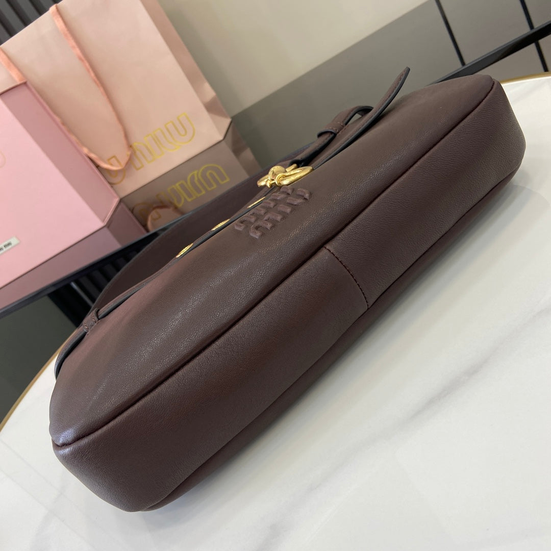 Soft Nappa Leather Shoulder Bag with Vintage Accents