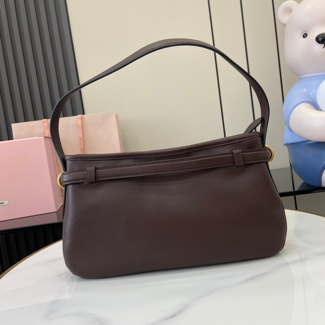 Soft Nappa Leather Shoulder Bag with Vintage Accents