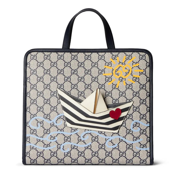 Children’s Printed GG Tote Bag – Luxury Inspired Blue Sail Design