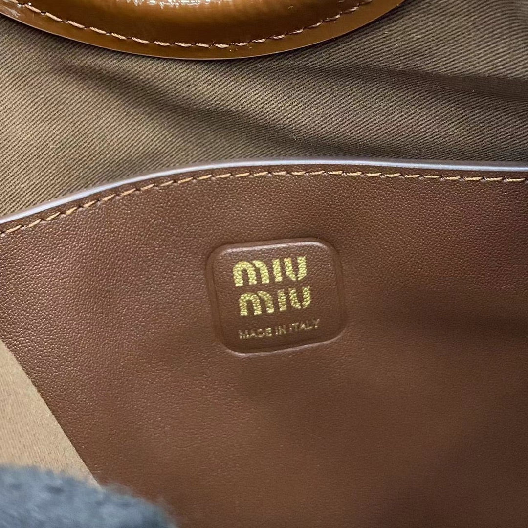 Compact Patent Leather Tote with Adjustable Strap