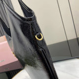 High-Gloss Patent Leather Tote with Metallic Accents