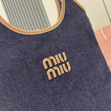 Elegant Denim and Leather Shoulder Tote