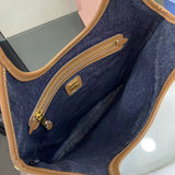 Elegant Denim and Leather Shoulder Tote