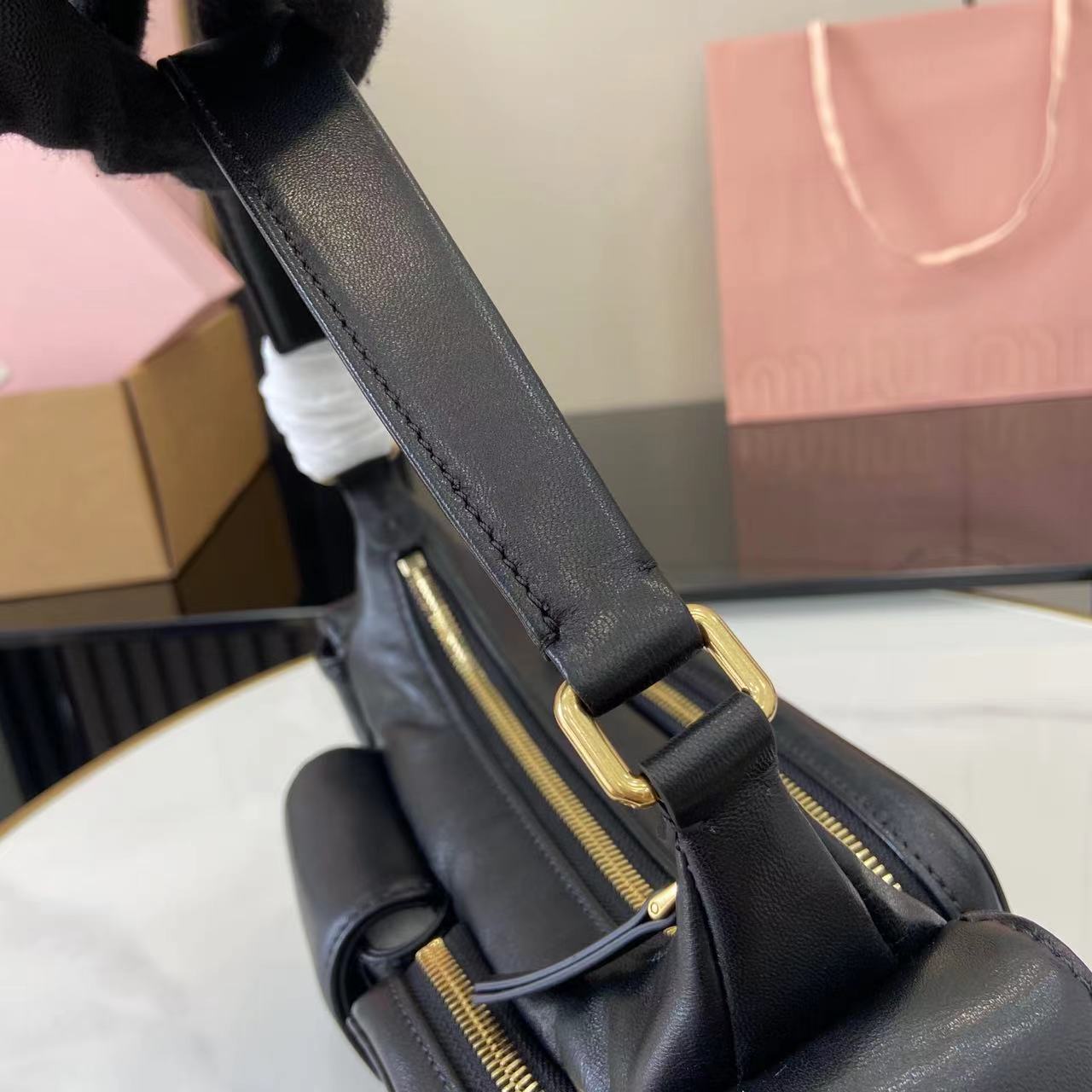 Nappa Leather Pocket Shoulder Bag