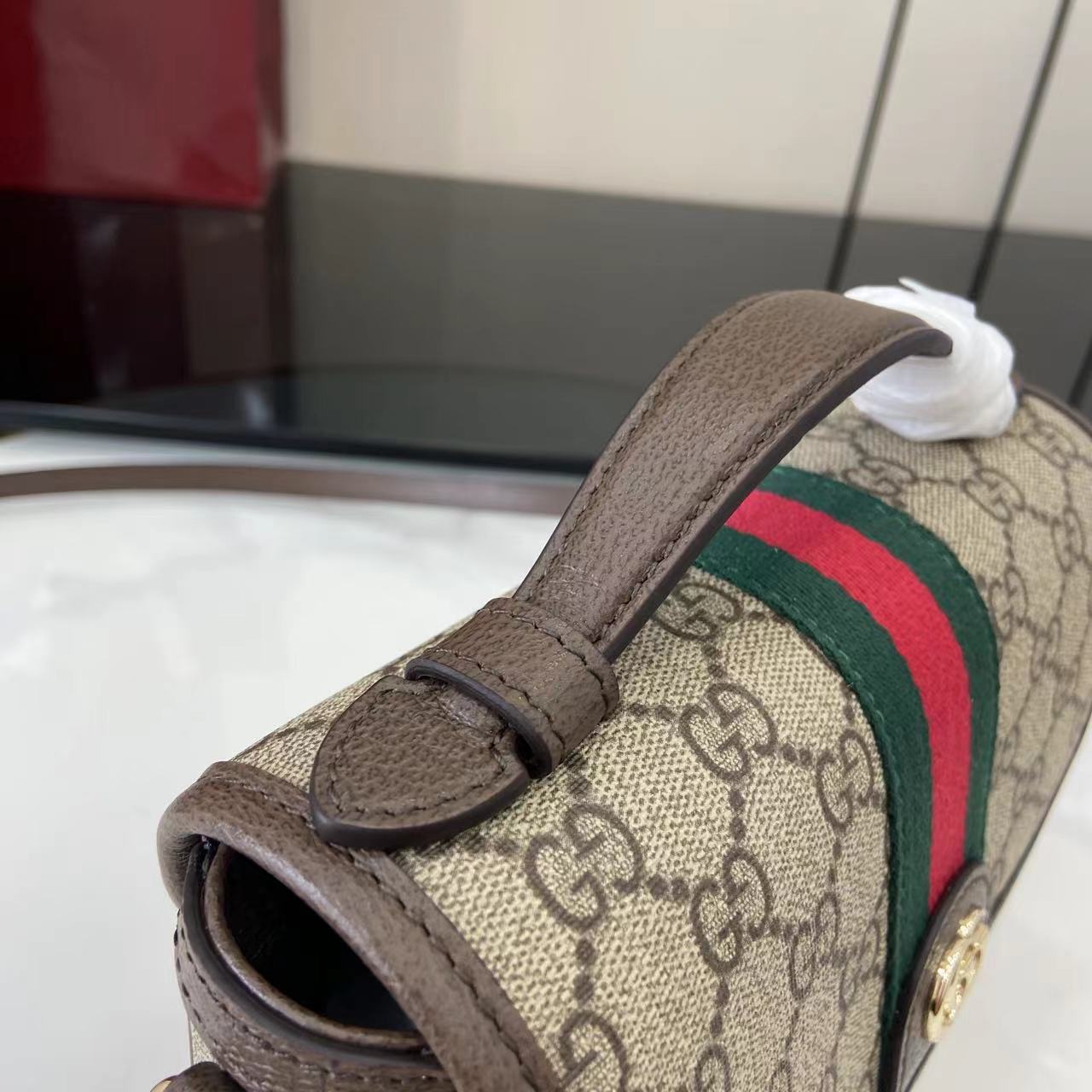 Monogram Canvas Small Top Handle Bag with Leather Trim