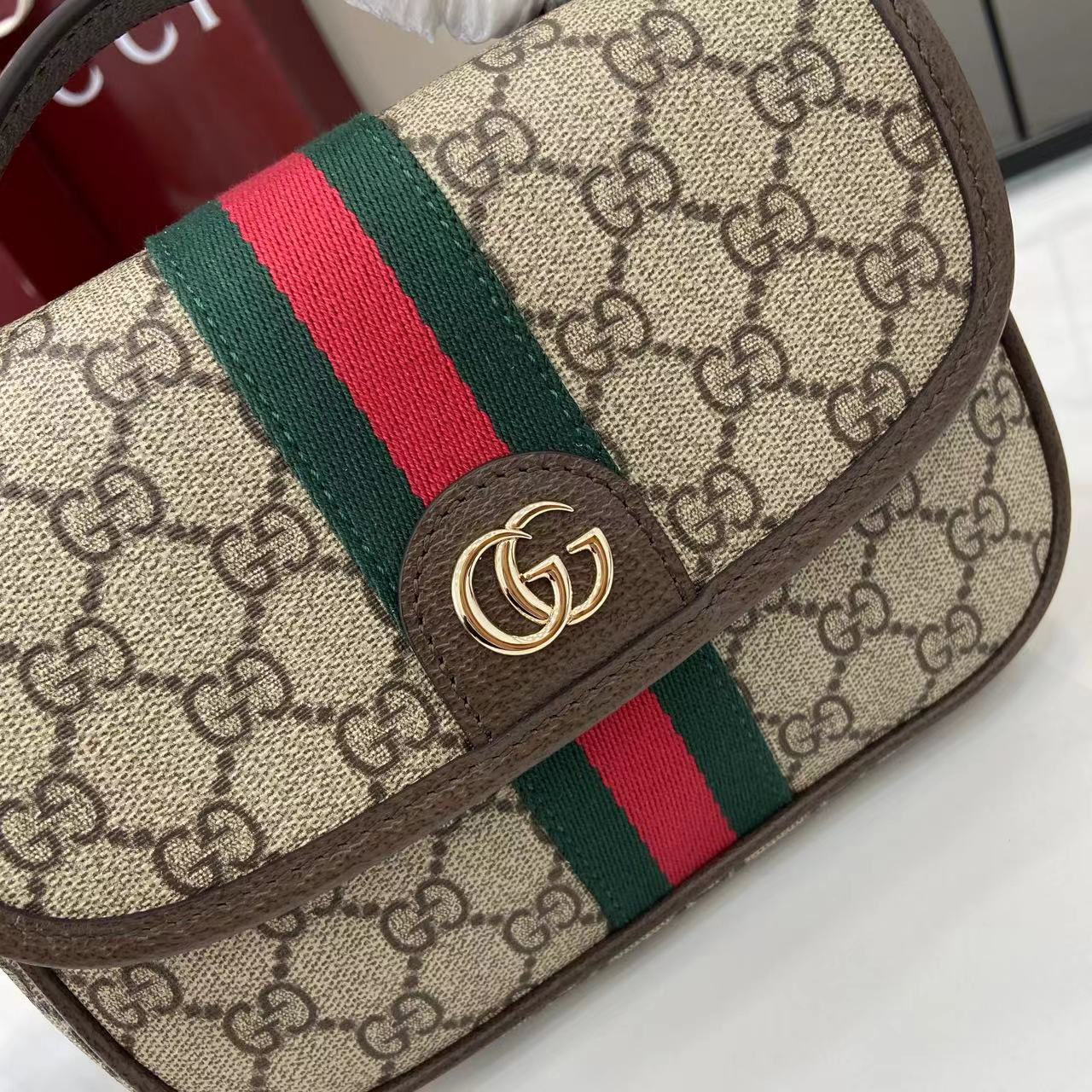 Monogram Canvas Small Top Handle Bag with Leather Trim