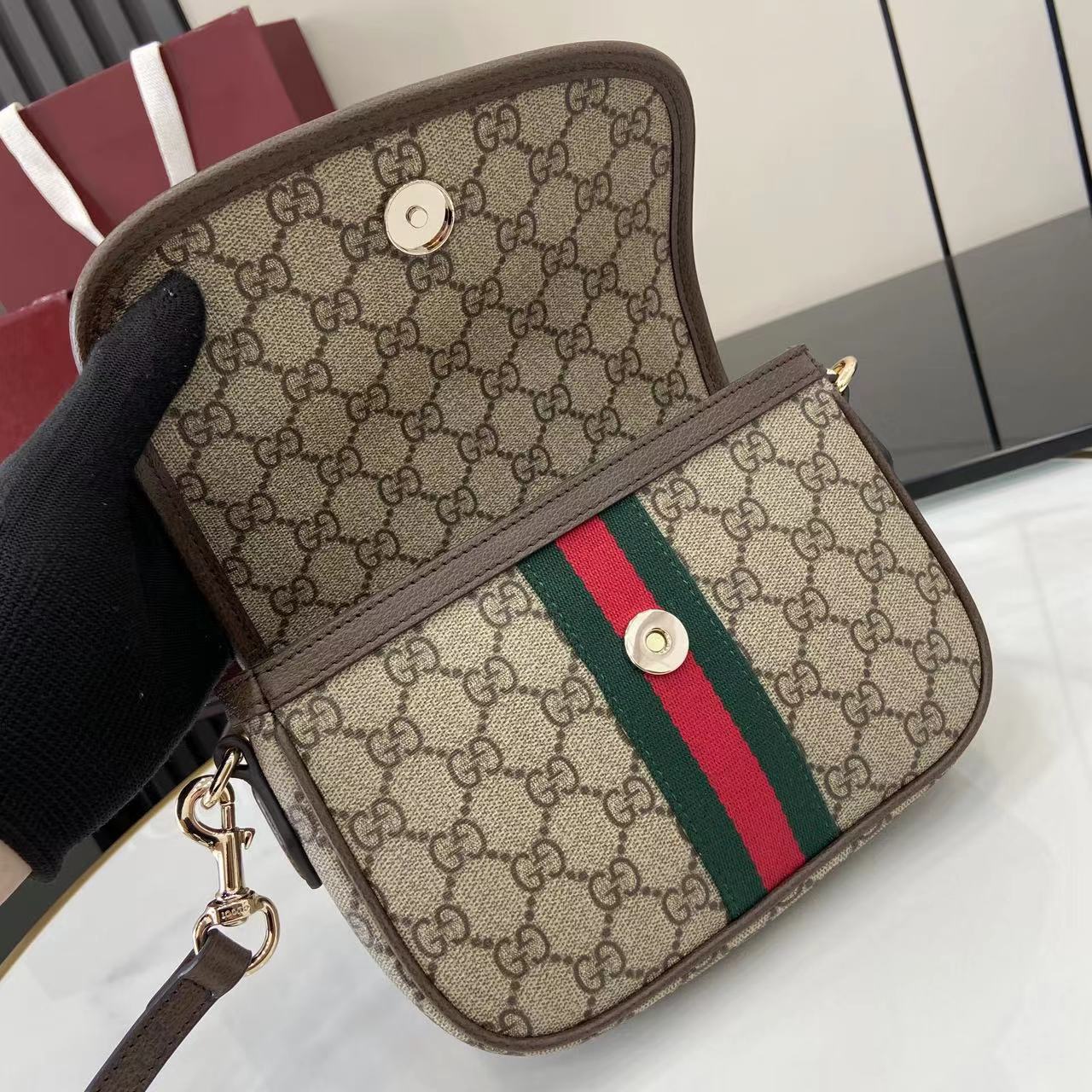 Monogram Canvas Small Top Handle Bag with Leather Trim