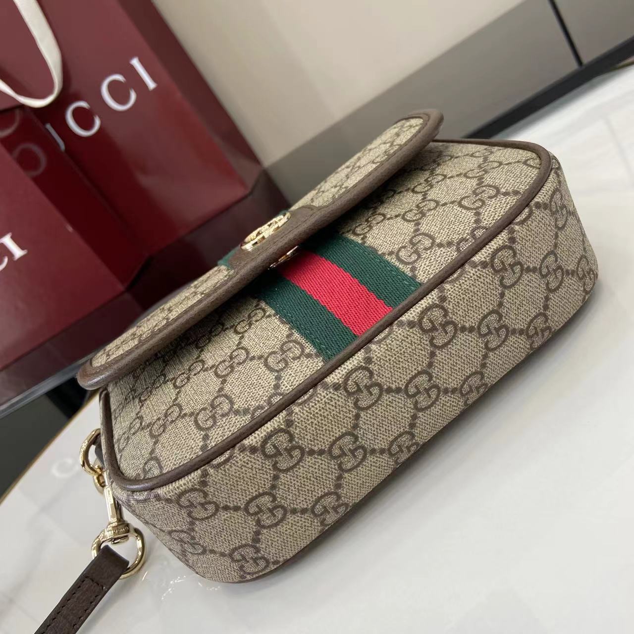 Monogram Canvas Small Top Handle Bag with Leather Trim