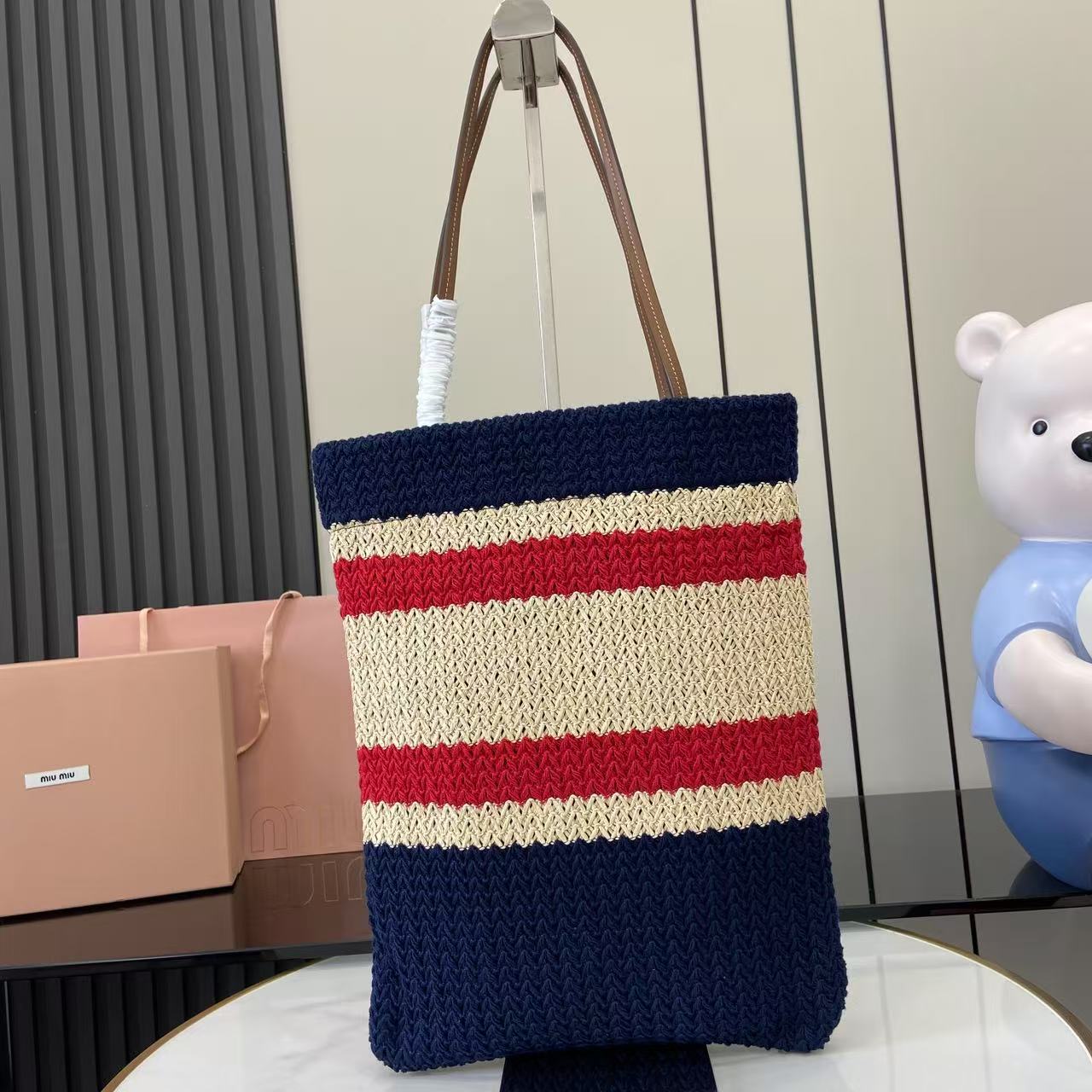 Ivy Striped Crochet Tote Bag