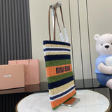 Striped Crochet Tote Bag