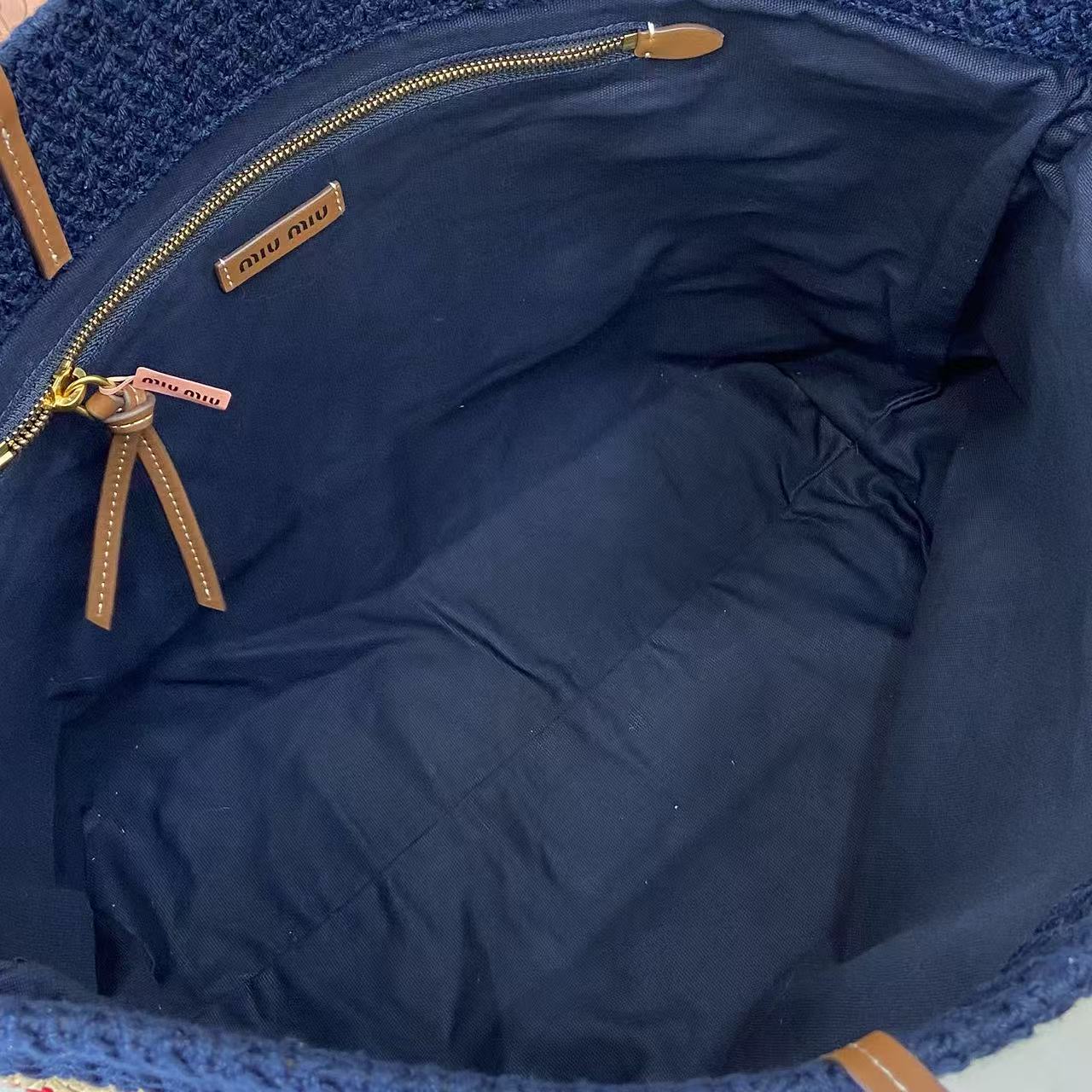 Raffia Crochet Stripe Tote Bag