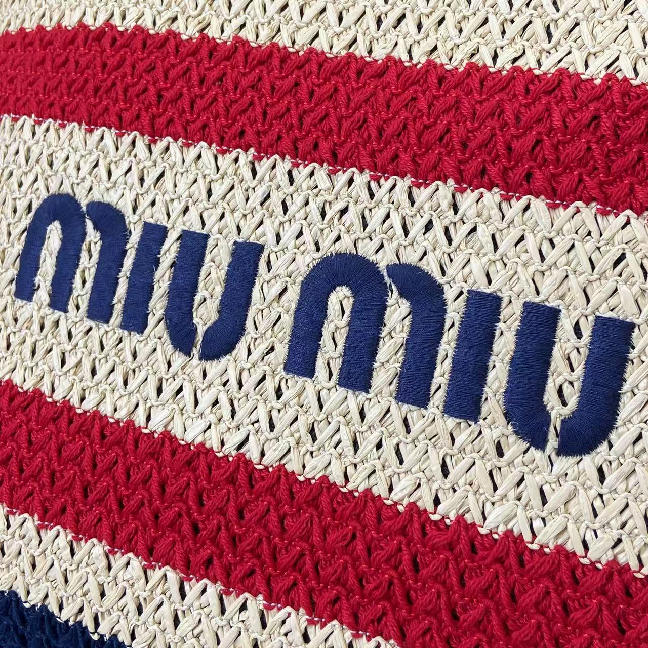 Raffia Crochet Stripe Tote Bag