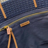 Raffia Crochet Stripe Tote Bag