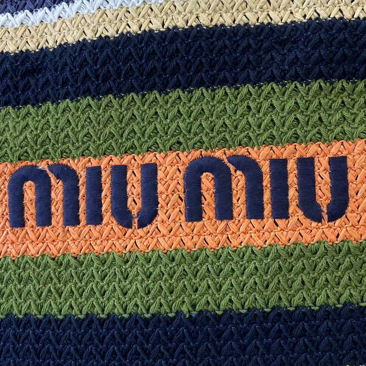 Raffia Crochet Stripe Tote Bag