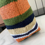 Raffia Crochet Stripe Tote Bag