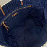 Raffia Crochet Stripe Tote Bag