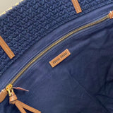 Raffia Crochet Stripe Tote Bag