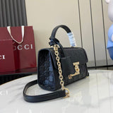 Structured Small Top Handle Bag with Padlock Closure