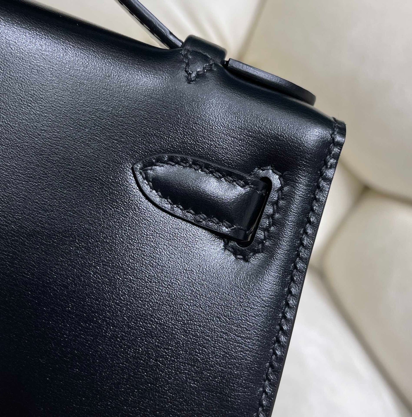 Shine Black Pochette Handbag with Gold-Tone Hardware