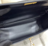 Shine Black Pochette Handbag with Gold-Tone Hardware