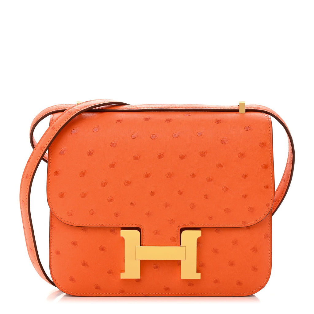 Constance 24 Ostrich Leather Bag – Dual Hardware Luxury Inspired