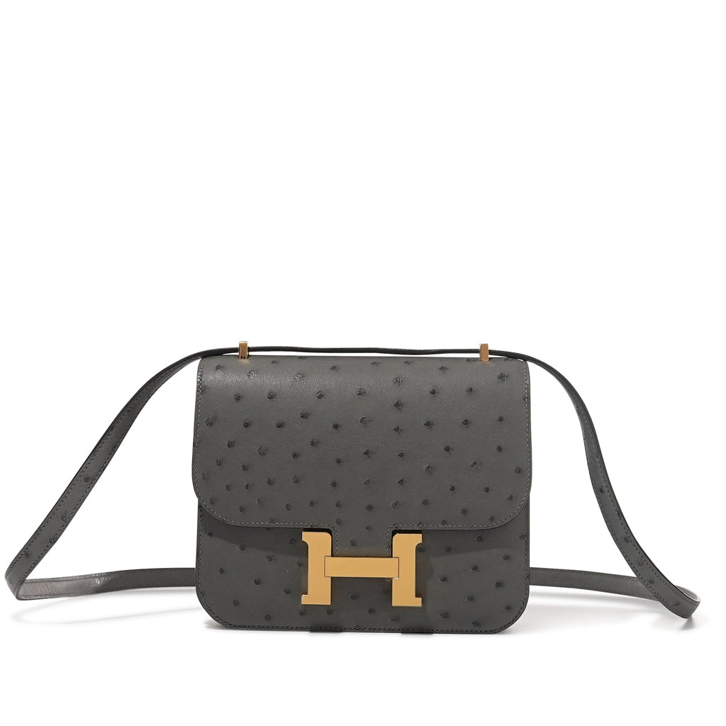Constance 24 Ostrich Leather Bag – Dual Hardware Luxury Inspired