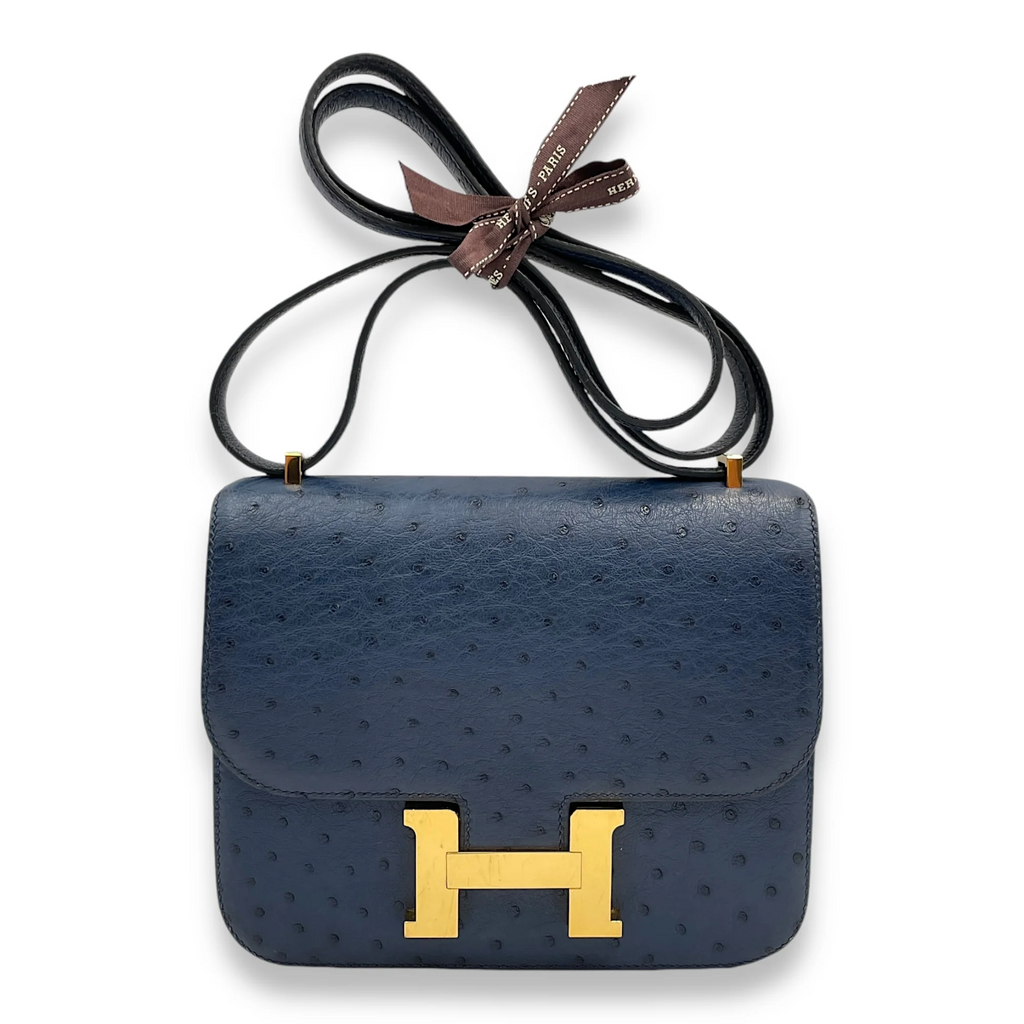 Constance 24 Ostrich Leather Bag – Dual Hardware Luxury Inspired