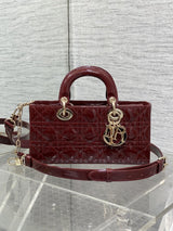 Lady D - Joy Bag Red – Elegant Patent Leather with Classic Cannage Design
