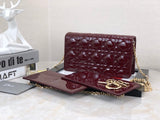 Lady Dior Pouch Patent Cannage Wine Red