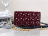 Lady Dior Pouch Patent Cannage Wine Red