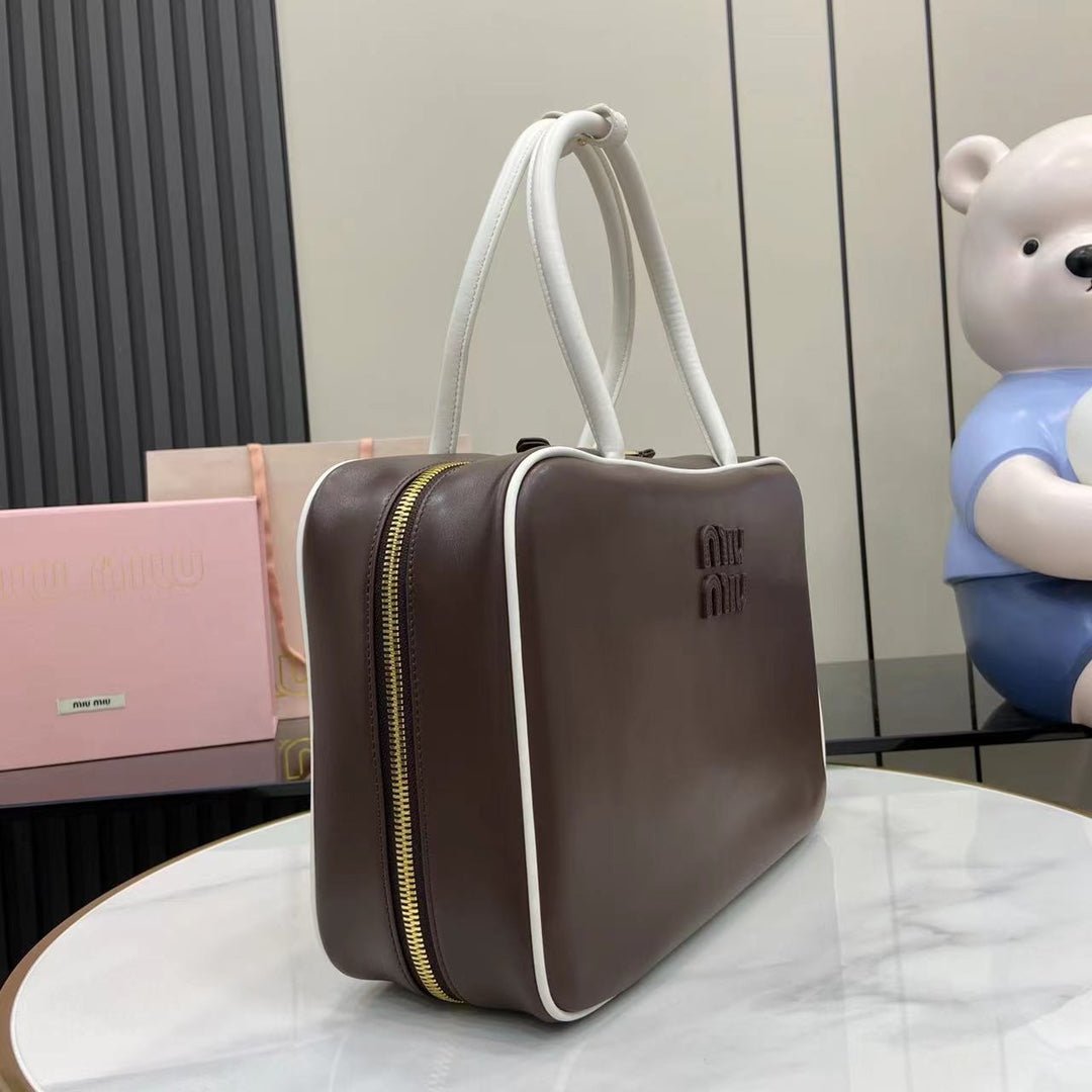 Luxury Calfskin Leather Top - Handle Briefcase Bag