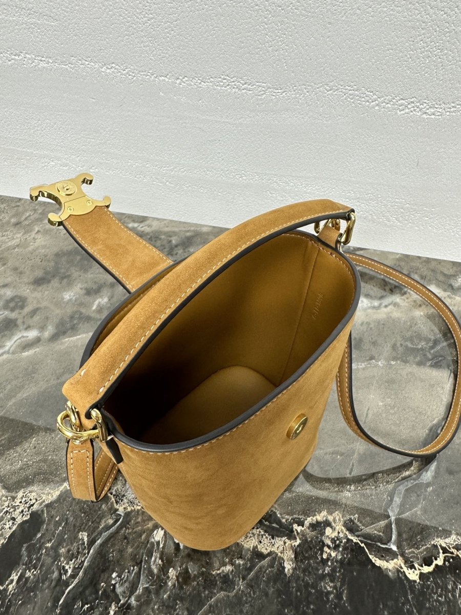 Medium Bucket Bag in Suede Calfskin