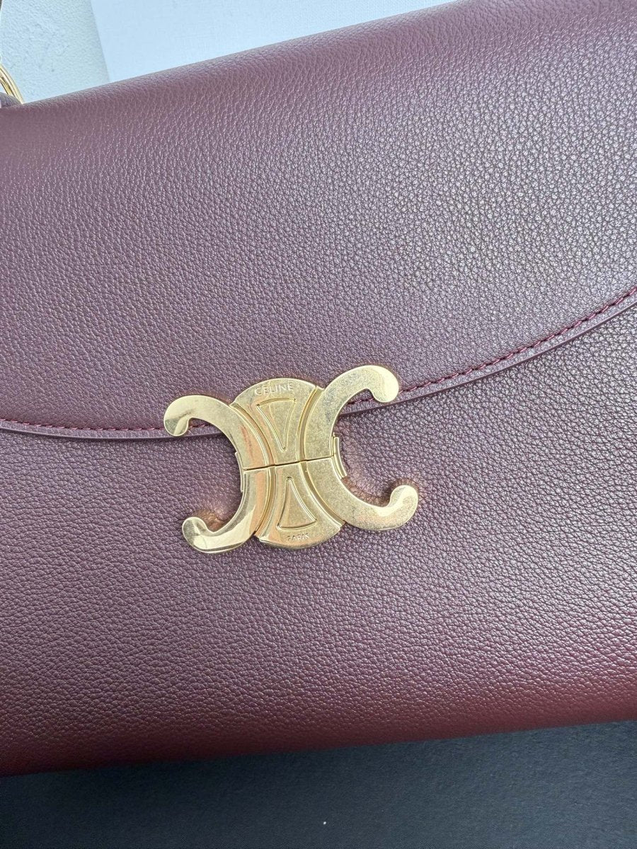 Medium Supple Calfskin Shoulder Bag in Burgundy