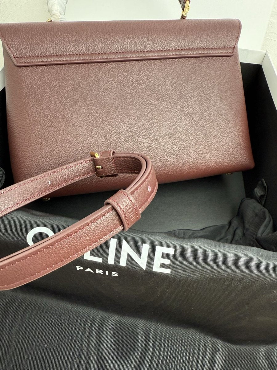 Medium Supple Calfskin Shoulder Bag in Burgundy