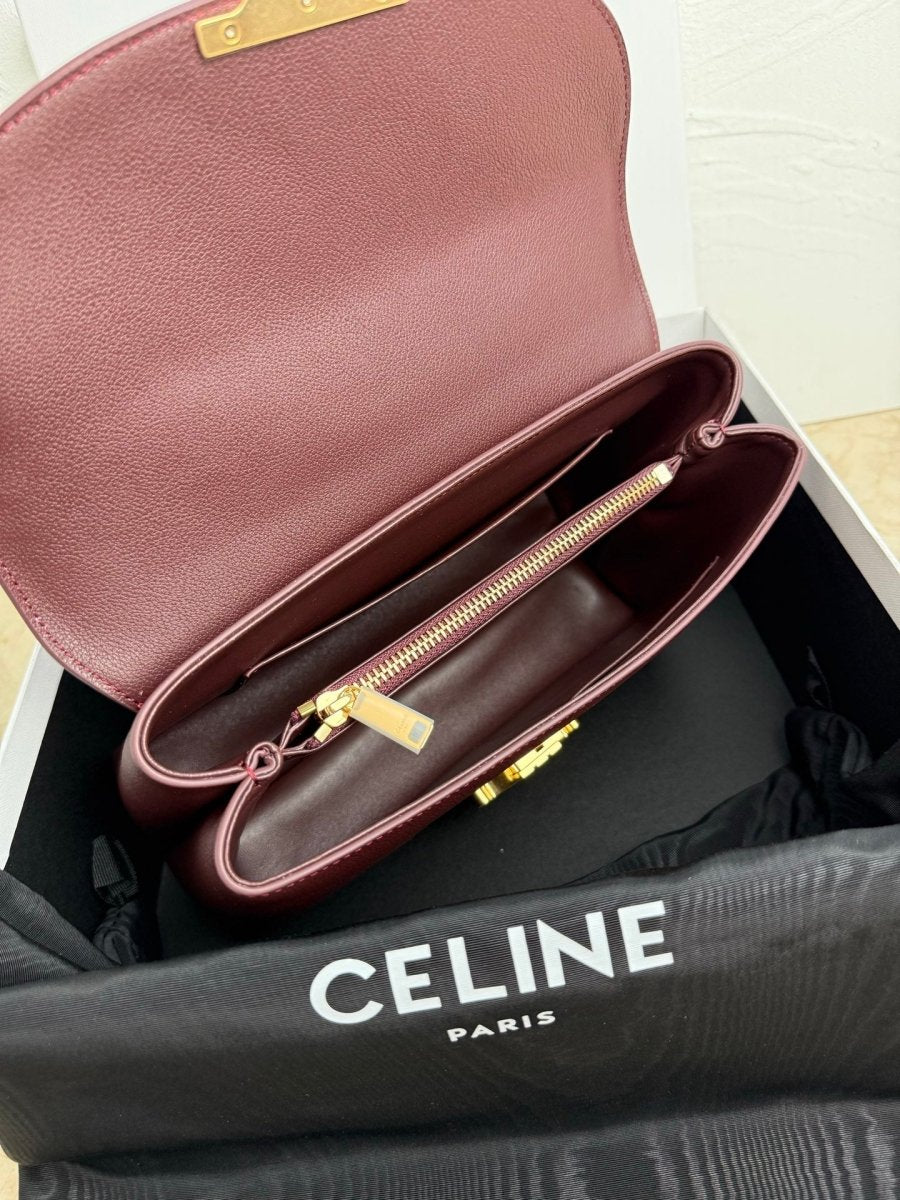 Medium Supple Calfskin Shoulder Bag in Burgundy