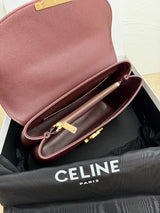 Medium Supple Calfskin Shoulder Bag in Burgundy