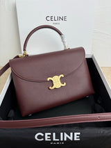 Medium Supple Calfskin Shoulder Bag in Burgundy