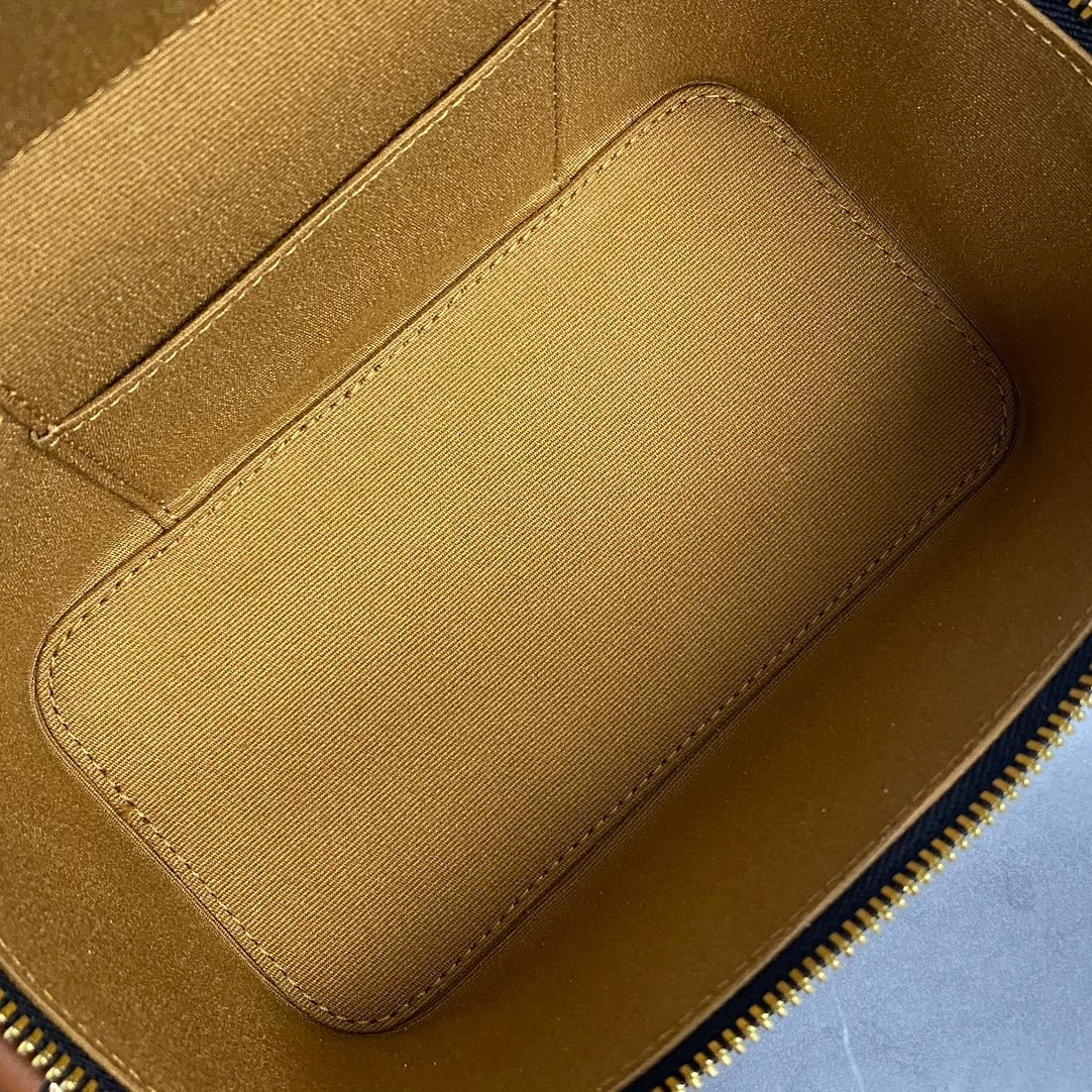 Mini Vanity Case in Canvas and Calfskin Leather