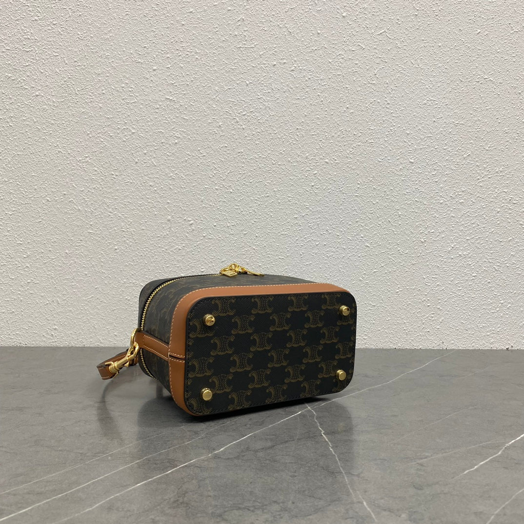 Mini Vanity Case in Canvas and Calfskin Leather