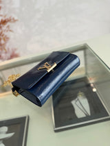 Shiny Blue Epi Leather Chain Pochette – Designer Inspired Bags