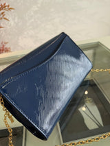Shiny Blue Epi Leather Chain Pochette – Designer Inspired Bags