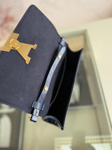 Shiny Blue Epi Leather Chain Pochette – Designer Inspired Bags