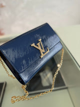 Shiny Blue Epi Leather Chain Pochette – Designer Inspired Bags