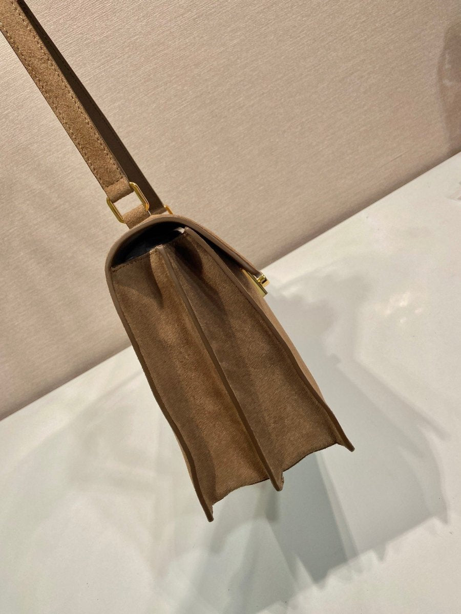 Soft Sound Suede Shoulder Bag with Sheepskin Interior